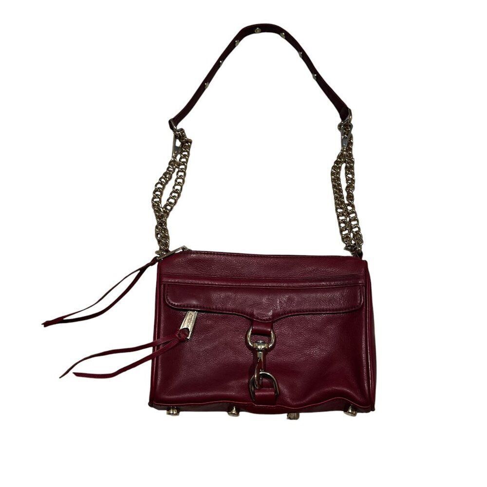 Rebecca Minkoff Burgundy Leather Crossbody Bag with Gold Hardware